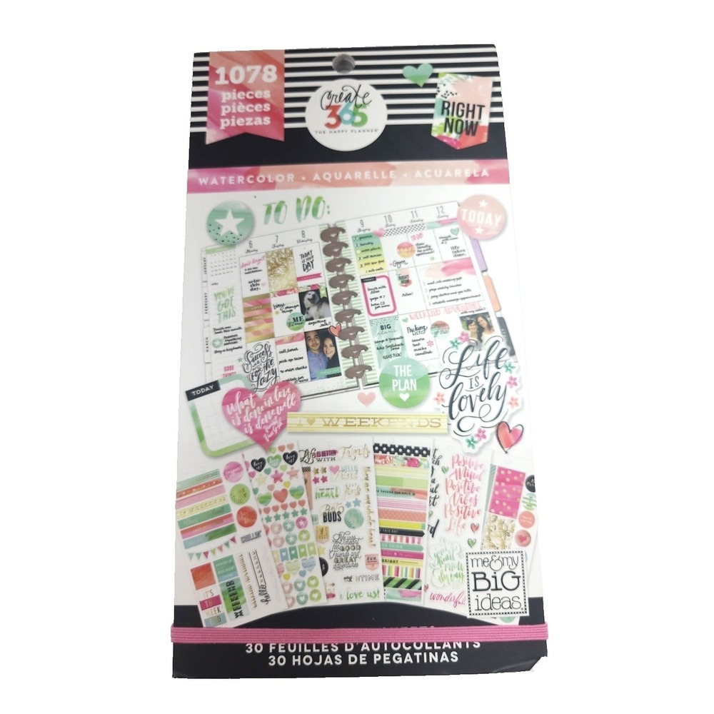 The Happy Planner Watercolor Stickers 922 Pcs Complete Planner Scrapbook Supply